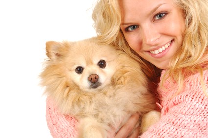 Girl and Pomerian