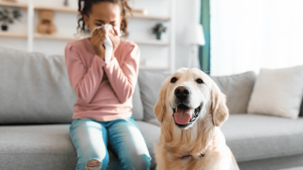 Girl getting allergies from her dog